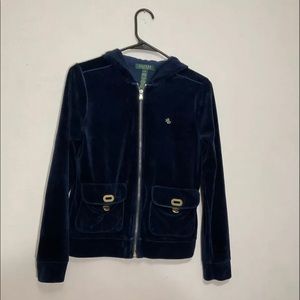 VTG Lauren Ralph Lauren petite velvet blue sweater ps